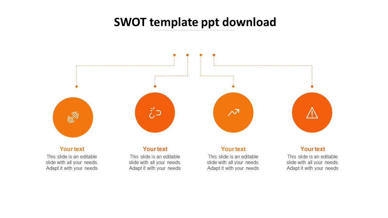 swot template ppt download-orange